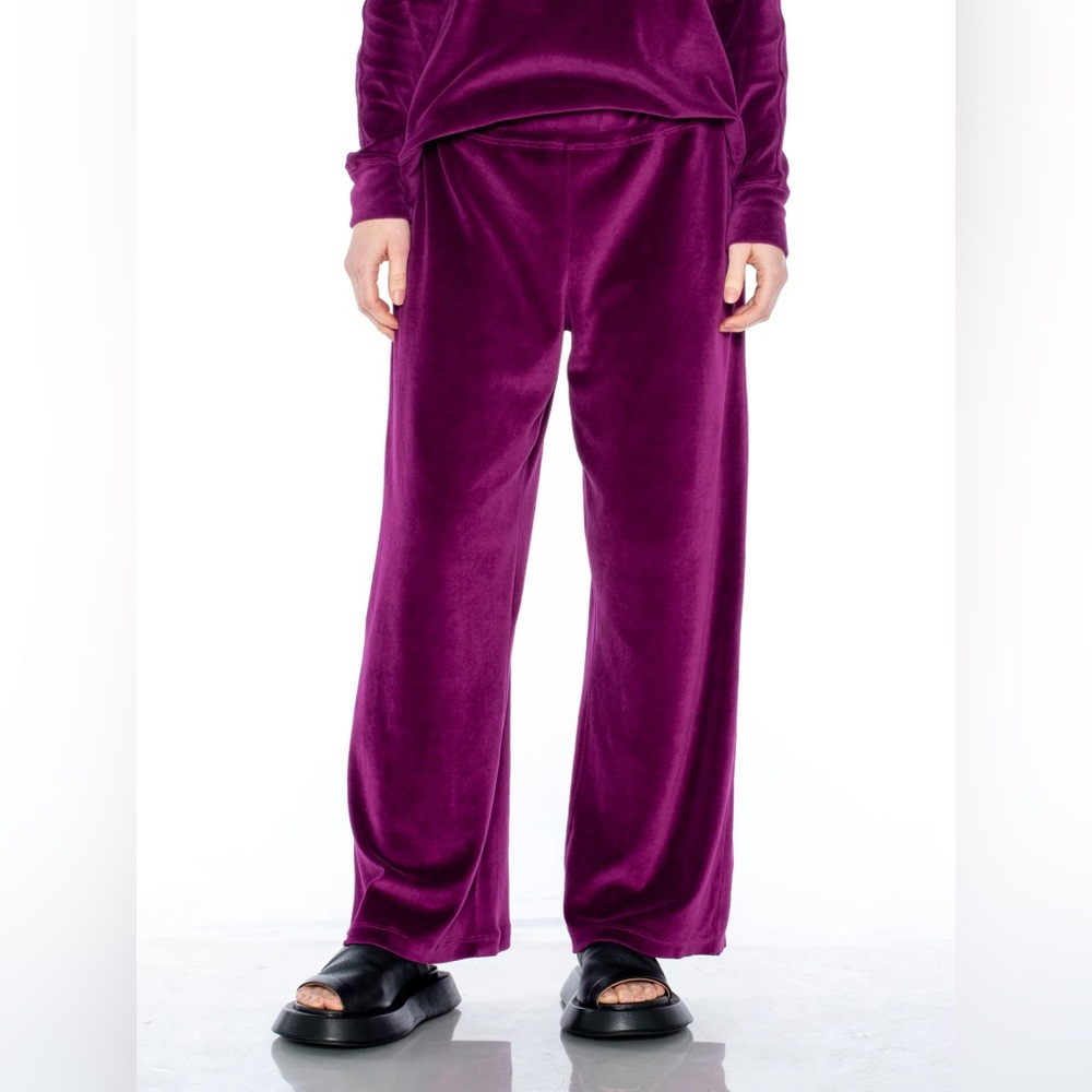 WILT Velour Wide Leg Pull On Pant M Magnolia $163 Retail NWT